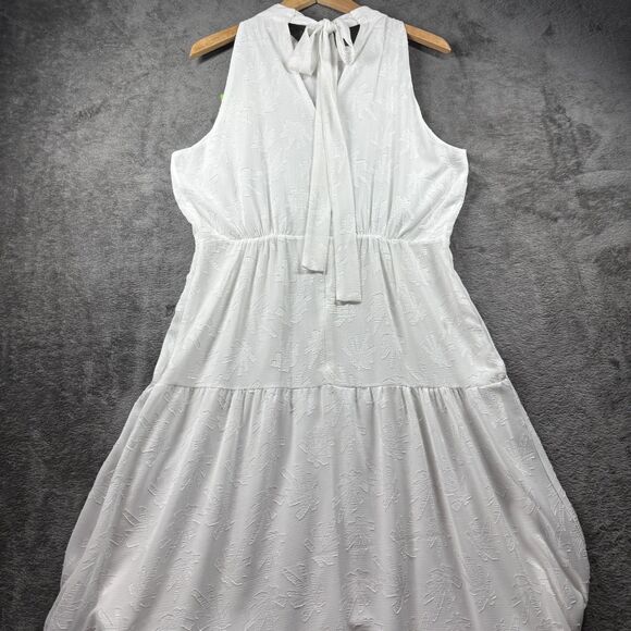 Sam Edelman Women NWT New High-Neck Tie-Back Midi Dress Boho White Size 14 G307 - Picture 5 of 12